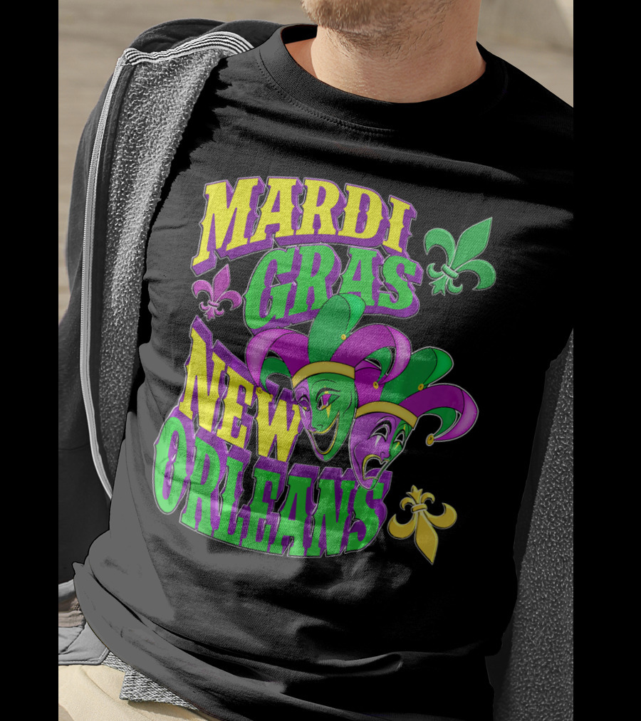 Mardi Gras Masks New Orleans Fleur-de-Lis Parade T-Shirt