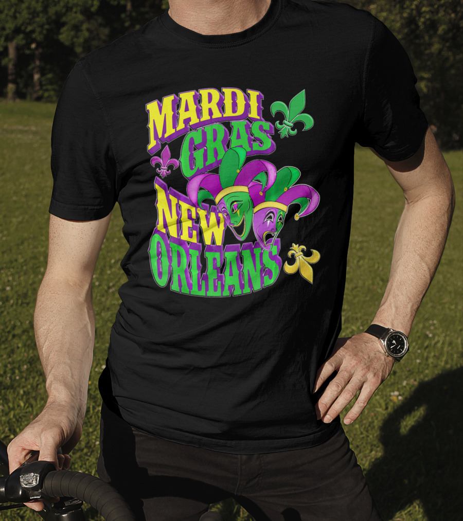Mardi Gras Masks New Orleans Fleur-de-Lis Parade T-Shirt