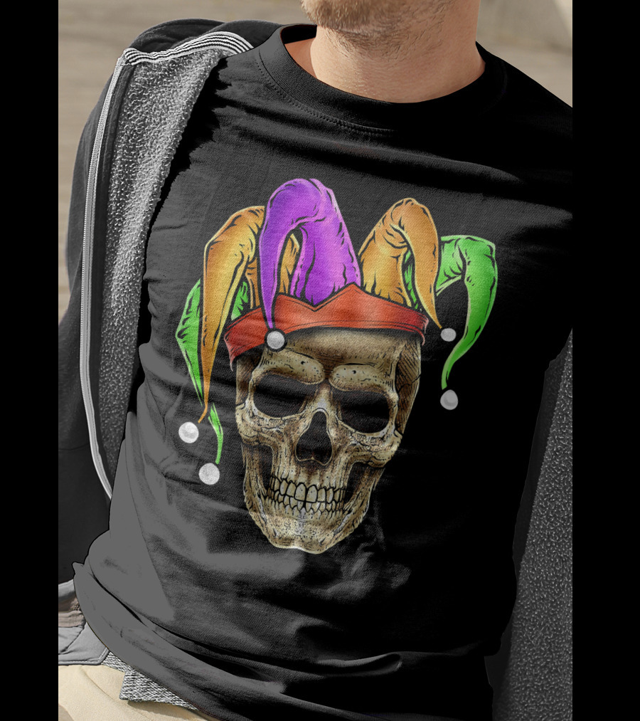 Skull Mardi Gras Jester Joker Carnival Hat T-Shirt