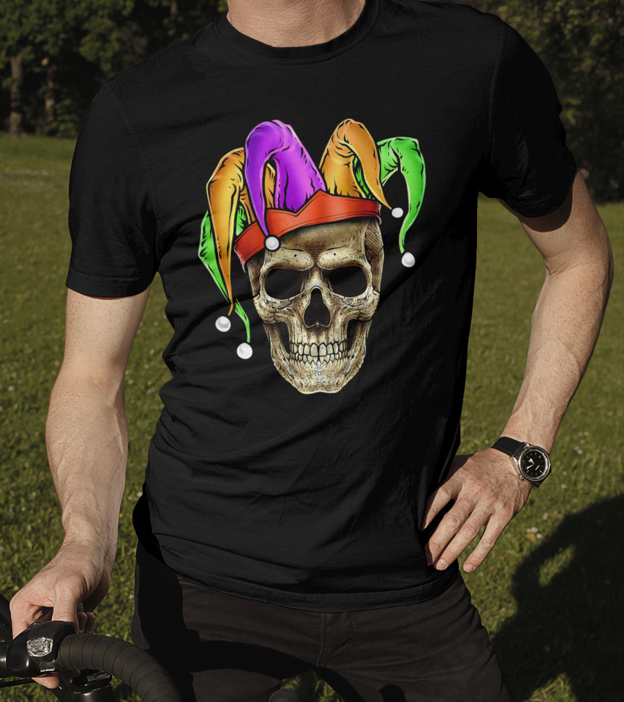 Skull Mardi Gras Jester Joker Carnival Hat T-Shirt