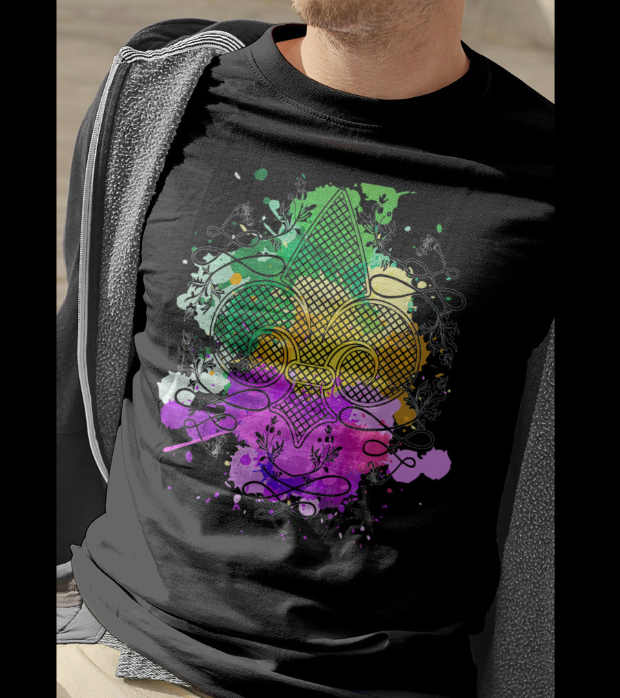 Fleur De Lis Mardi Gras Carnival Colors T-Shirt