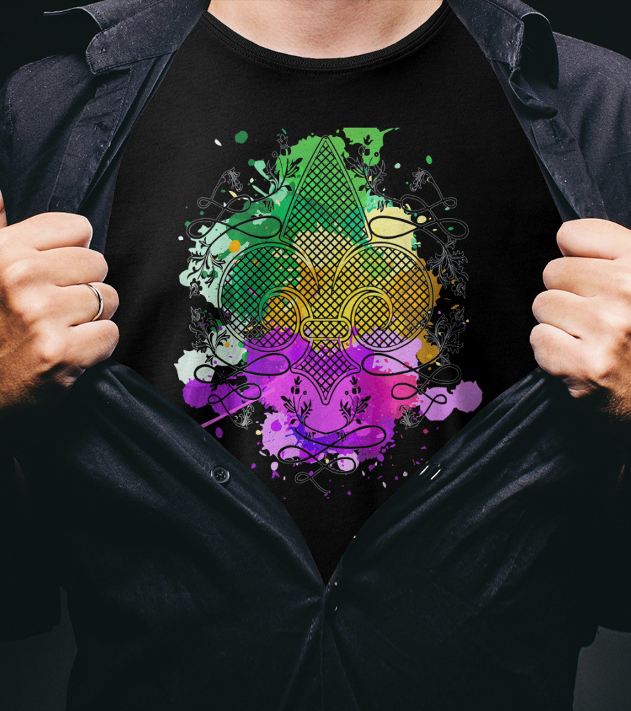 Fleur De Lis Mardi Gras Carnival Colors T-Shirt