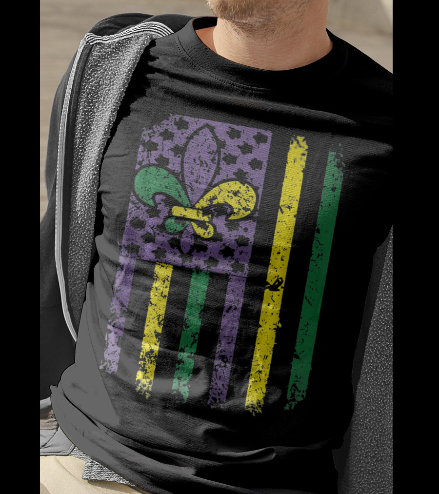 Mardi Gras Flag Fleur-de-Lis New Orleans T-Shirt