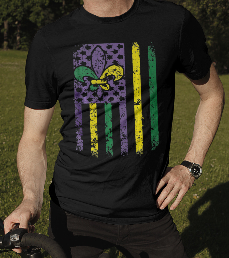 Mardi Gras Flag Fleur-de-Lis New Orleans T-Shirt