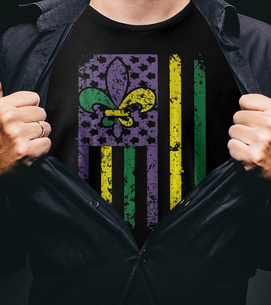 Mardi Gras Flag Fleur-de-Lis New Orleans T-Shirt