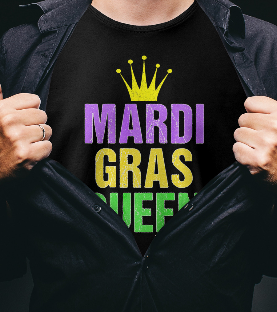Mardi Gras Queen Mardi Gras Crown Purple Yellow Green T-Shirt