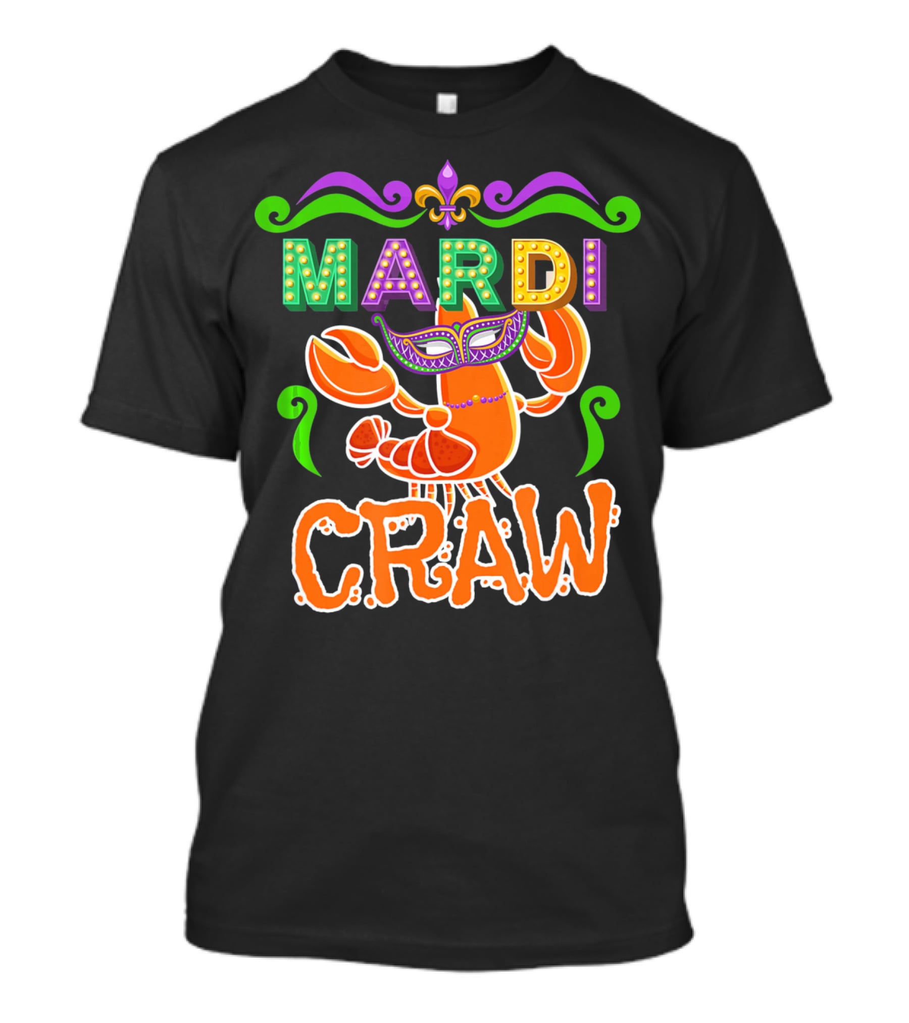 Mardi Gras Craw New Orleans Crab Mask Fleur-de-Lis T-Shirt