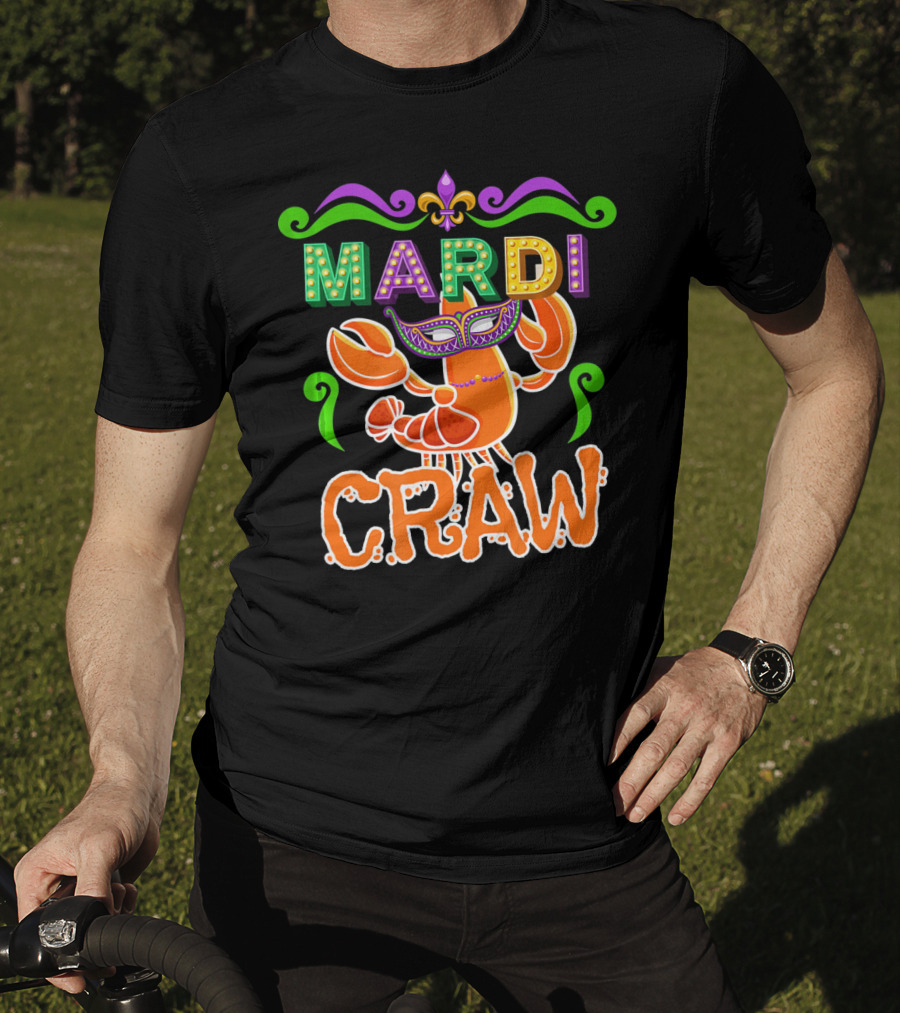 Mardi Gras Craw New Orleans Crab Mask Fleur-de-Lis T-Shirt