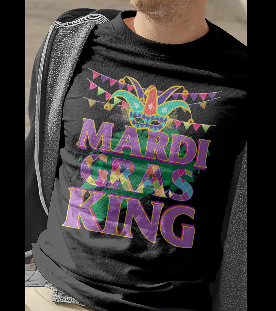 Mardi Gras King Jester Mask Banner Festival T-Shirt