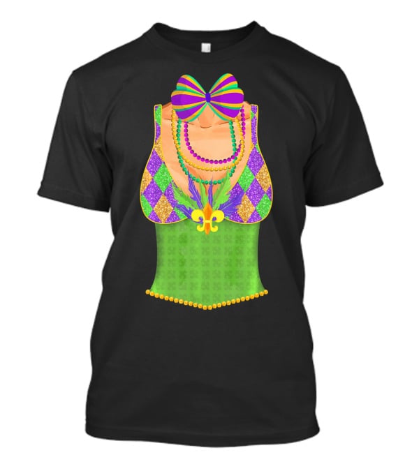 Colorful Mardi Gras Beads Tuxedo Costume With Harlequin T-Shirt