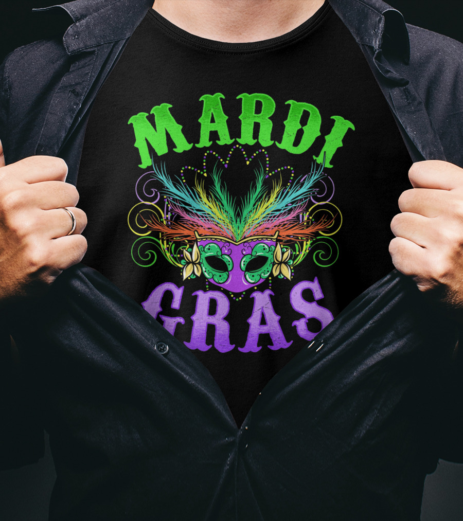 Mardi Gras Feather Mask Festival T-Shirt