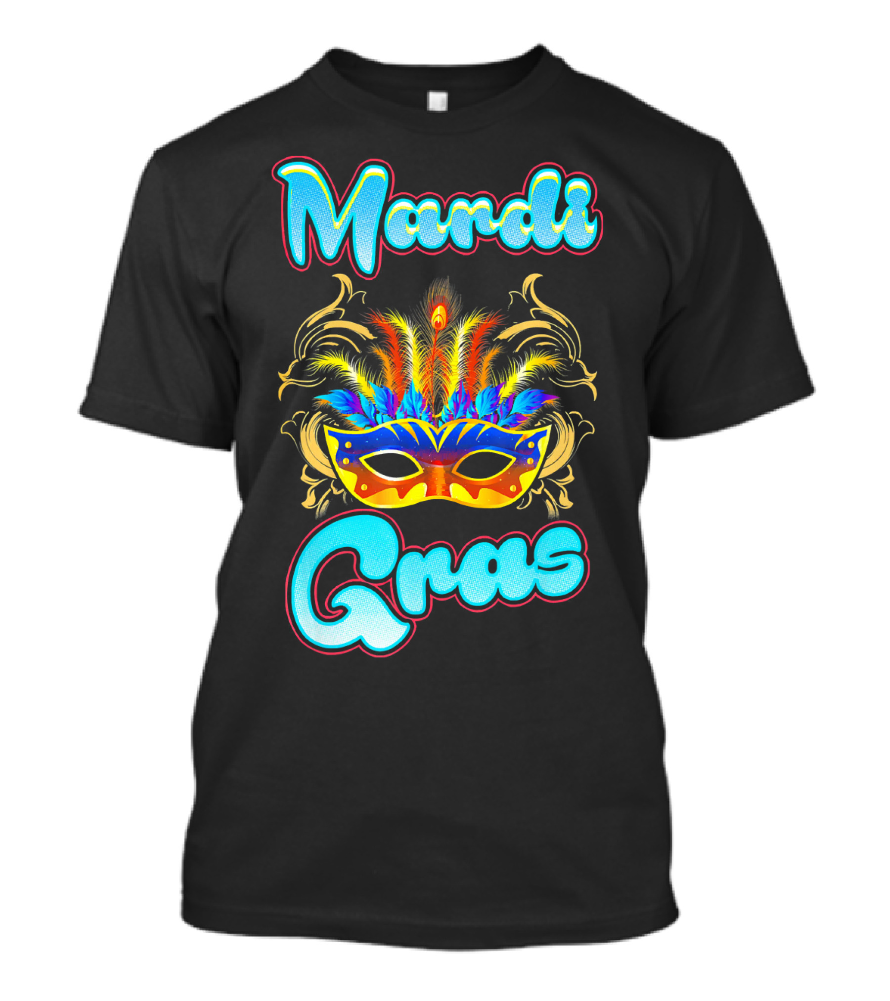 Mardi Gras New Orleans Colorful Feathered Mask T-Shirt