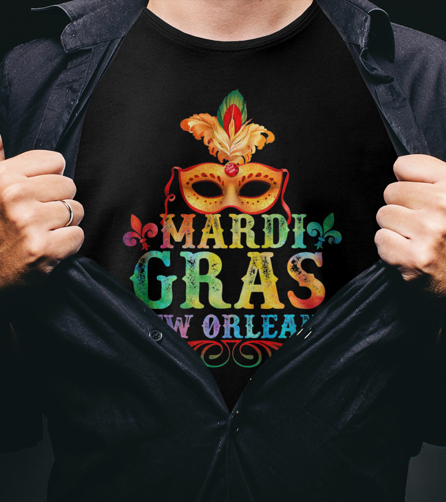 Mardi Gras Mask Fleur De Lis New Orleans T-Shirt