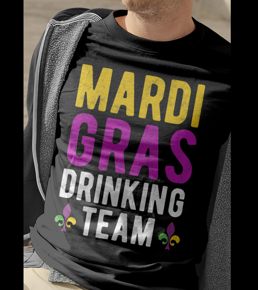 Mardi Gras Drinking Team New Orleans Fleur-de-Lis T-Shirt