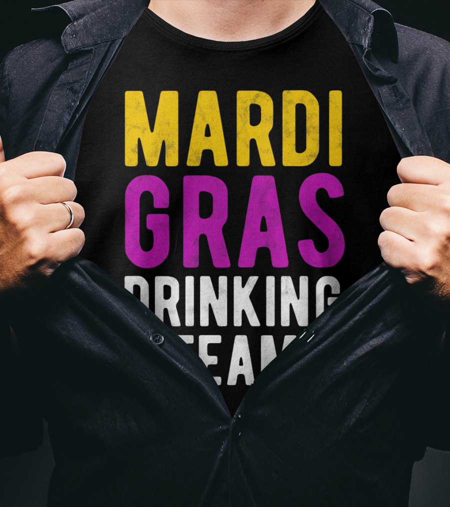 Mardi Gras Drinking Team New Orleans Fleur-de-Lis T-Shirt