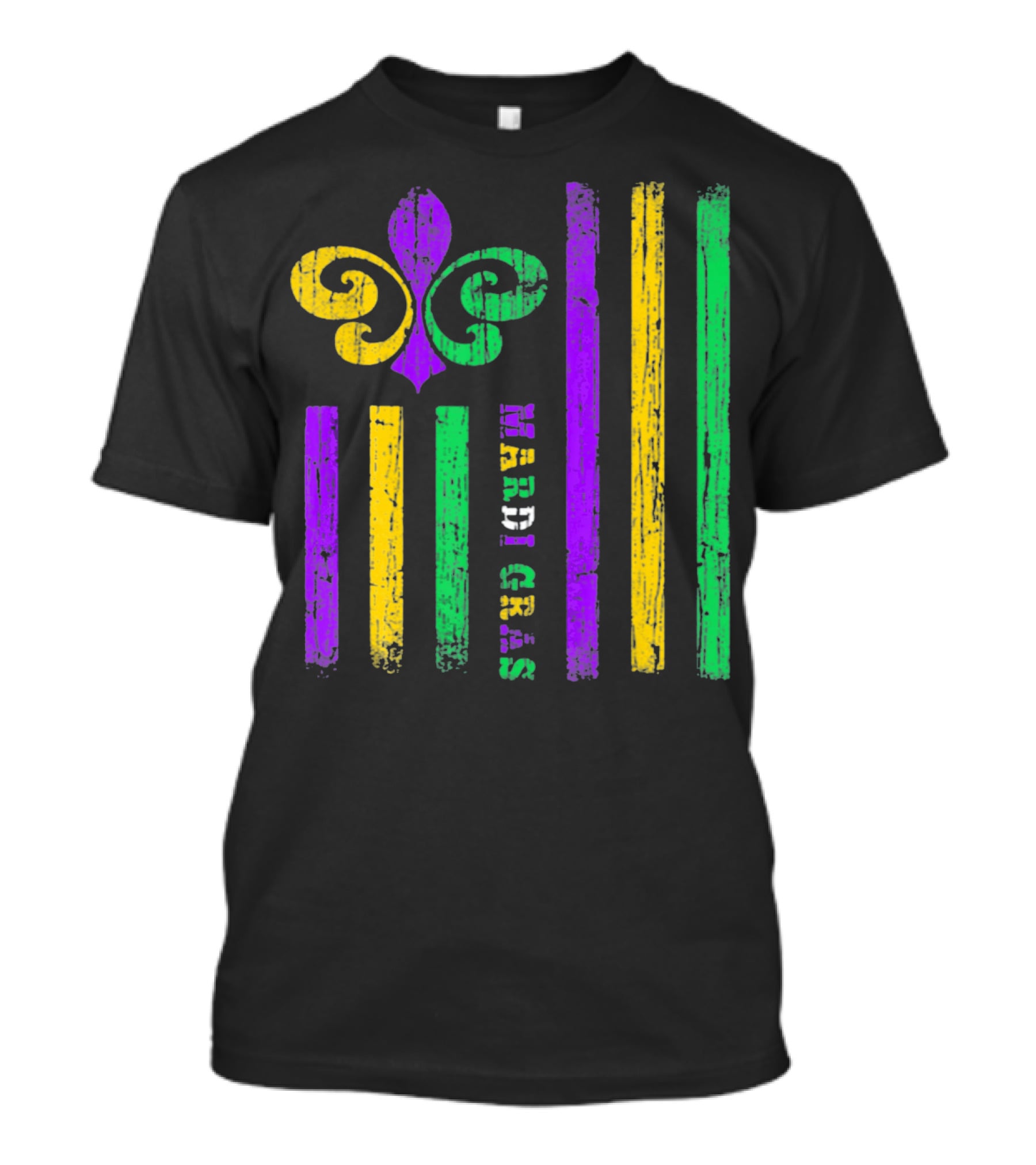 Funny Mardi Gras Flag Fleur-de-Lis Stripes T-Shirt