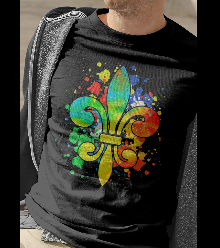 Mardi Gras New Orleans Colorful Fleur De Lis T-Shirt