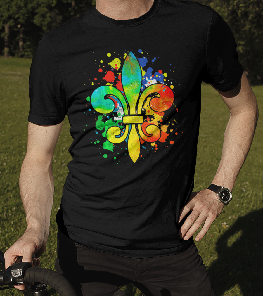 Mardi Gras New Orleans Colorful Fleur De Lis T-Shirt