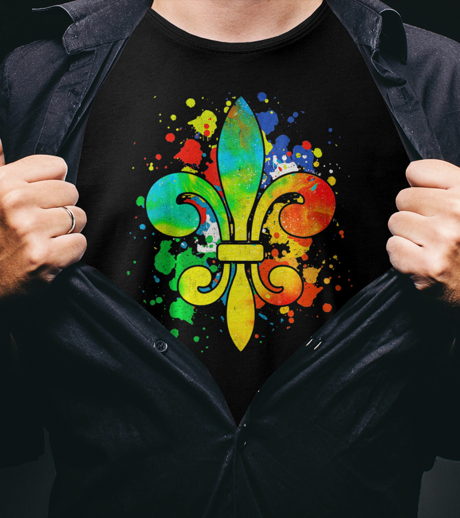 Mardi Gras New Orleans Colorful Fleur De Lis T-Shirt