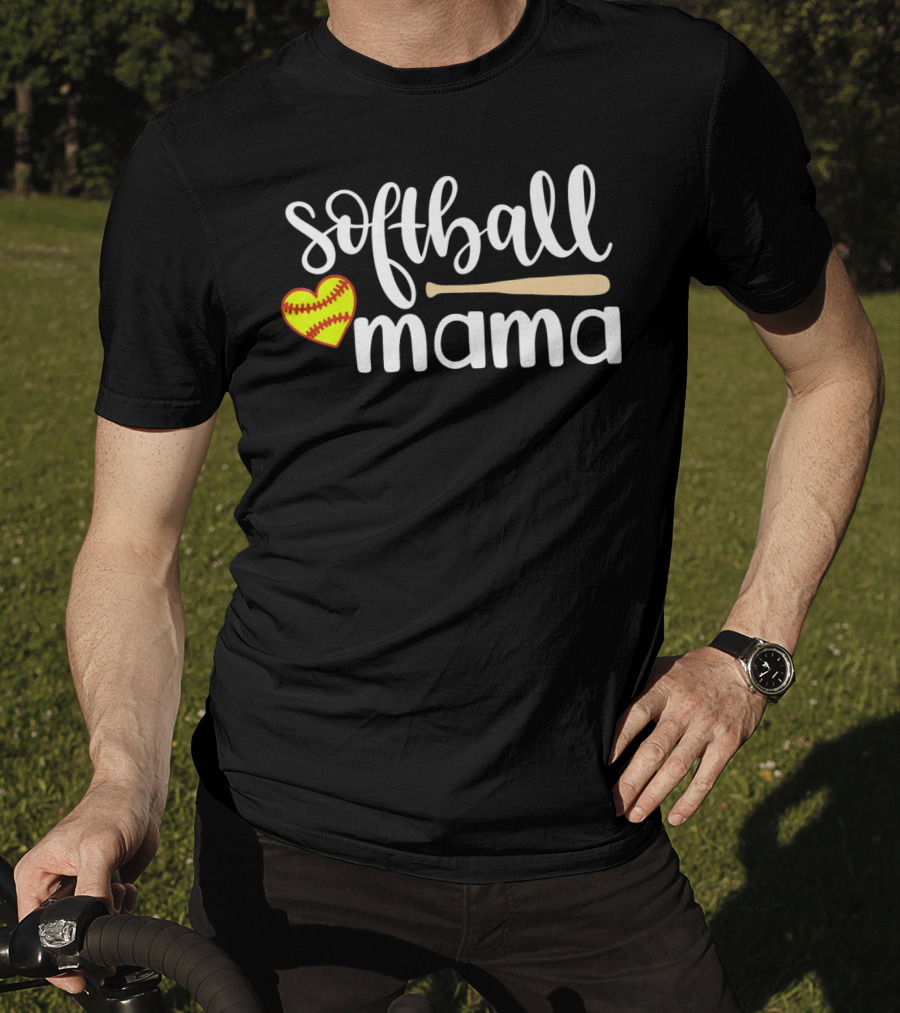 Softball Mama Heart And Bat T-Shirt