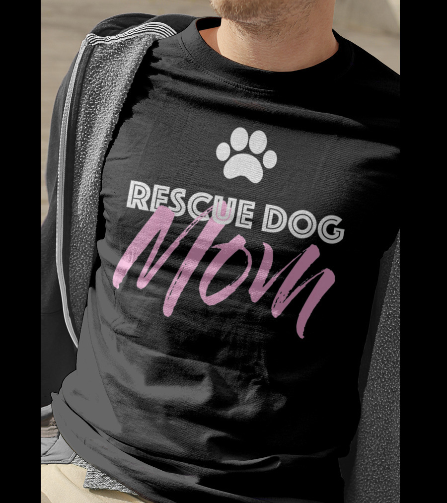 Rescue Dog Mom Paw Print Cute Shelter Dog T-Shirt