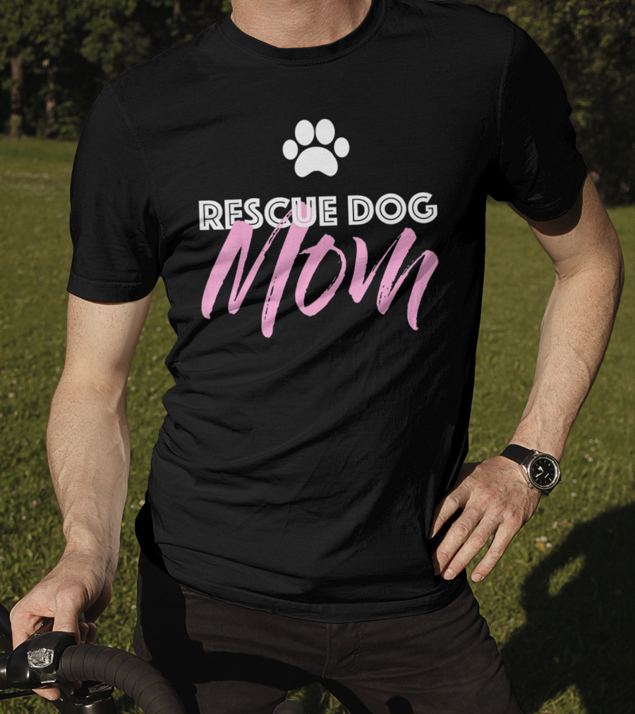 Rescue Dog Mom Paw Print Cute Shelter Dog T-Shirt