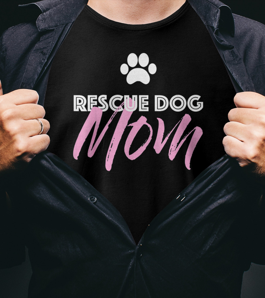 Rescue Dog Mom Paw Print Cute Shelter Dog T-Shirt