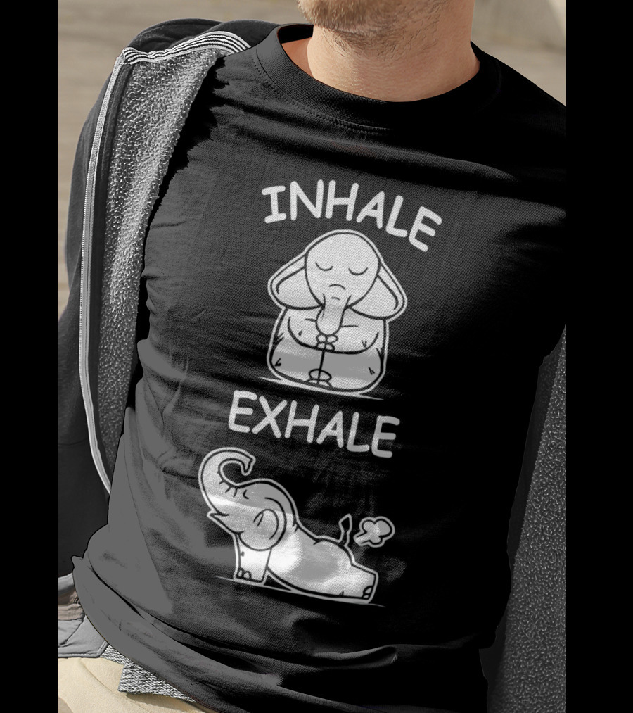 Inhale Exhale Cute Elephant Yoga Lover Meditation T-Shirt