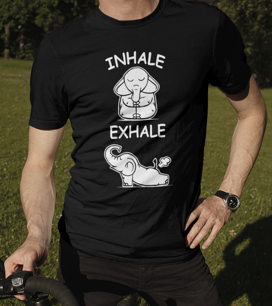 Inhale Exhale Cute Elephant Yoga Lover Meditation T-Shirt