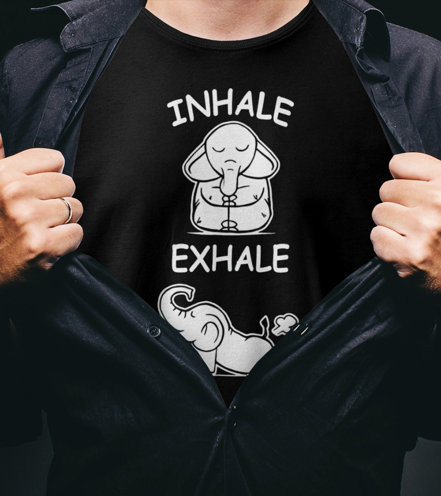 Inhale Exhale Cute Elephant Yoga Lover Meditation T-Shirt