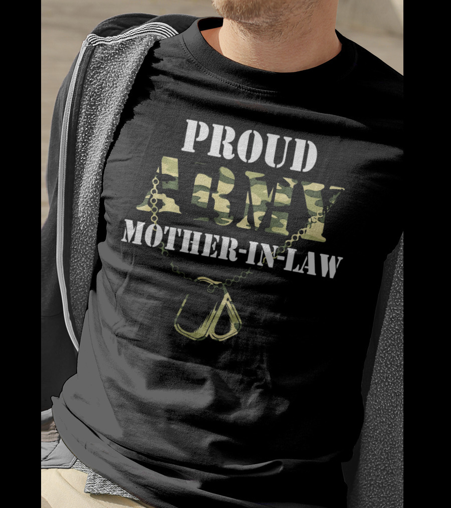 Proud Army Mother-In-Law Camouflage Dog Tags T-Shirt