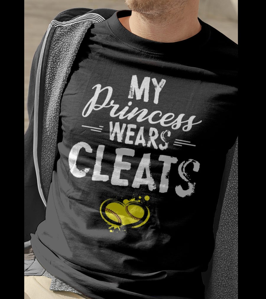 My Princess Wears Cleats Heart Softball T-Shirt