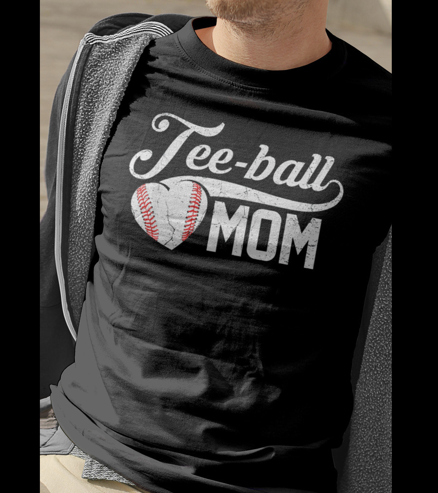 Tee-Ball Mom Heart Baseball T-Shirt