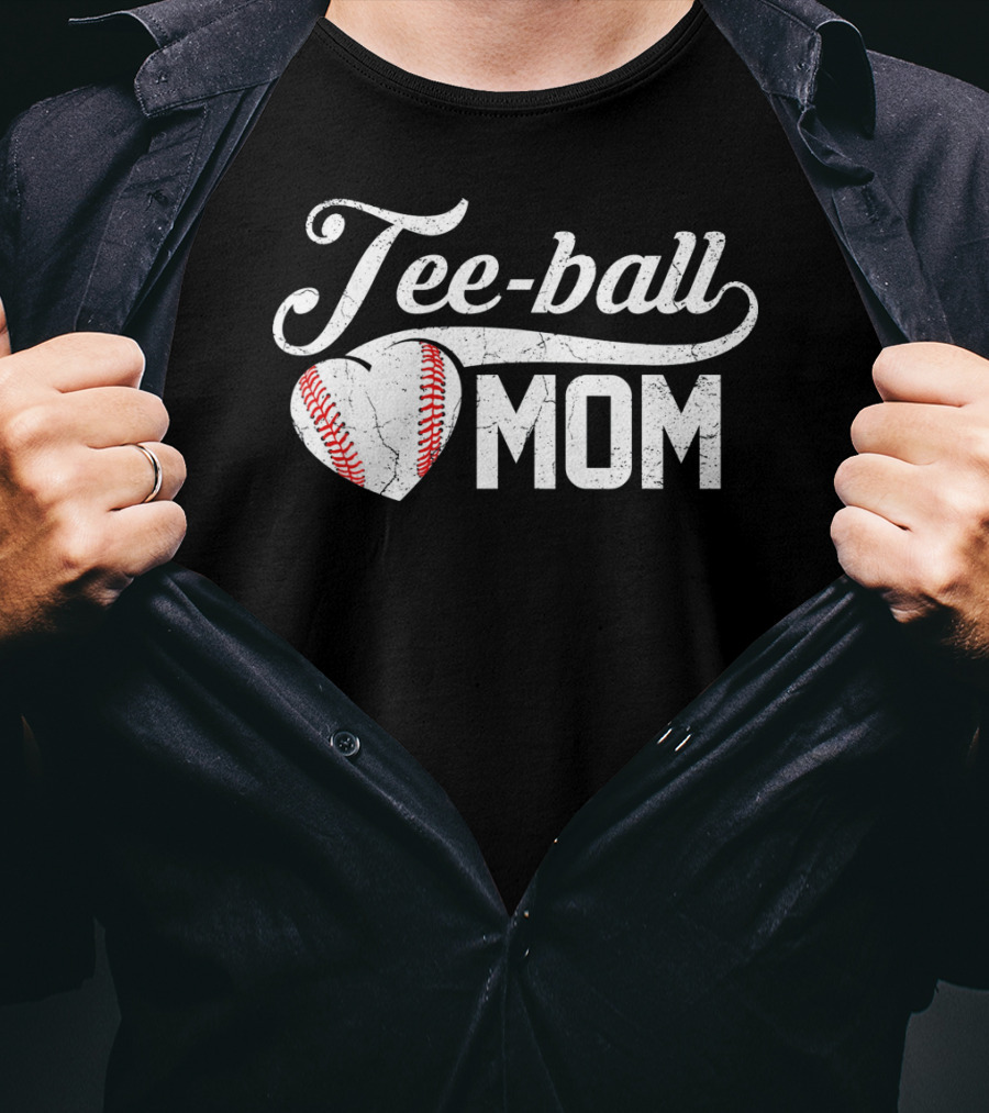 Tee-Ball Mom Heart Baseball T-Shirt