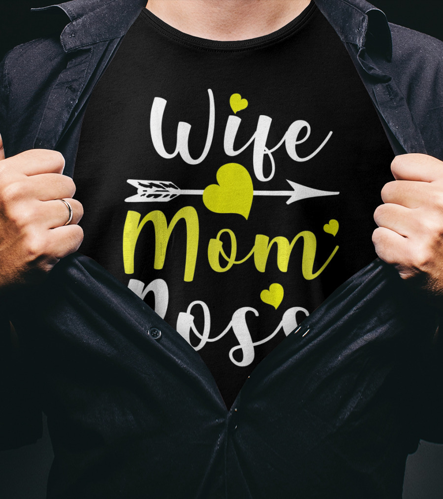 Wife Mom Boss Arrow Heart T-Shirt