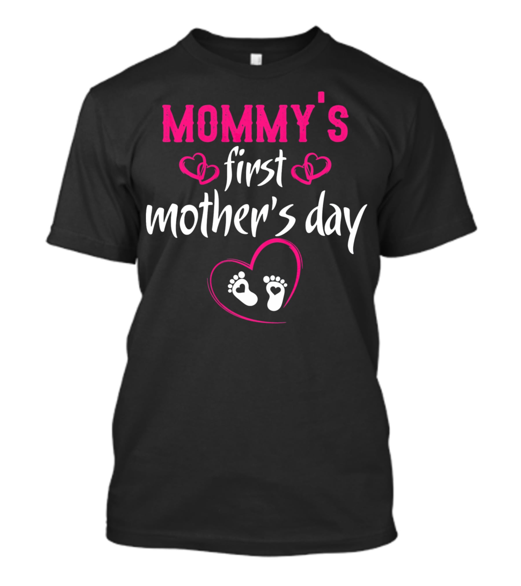 Mommy's First Mother's Day Baby Footprints Heart T-Shirt
