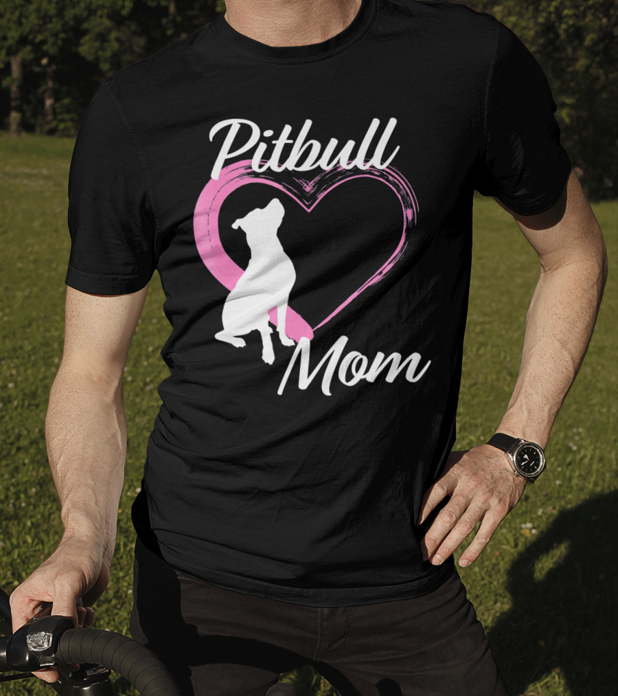 Pitbull Mom Heart Silhouette For Dog Lovers T-Shirt