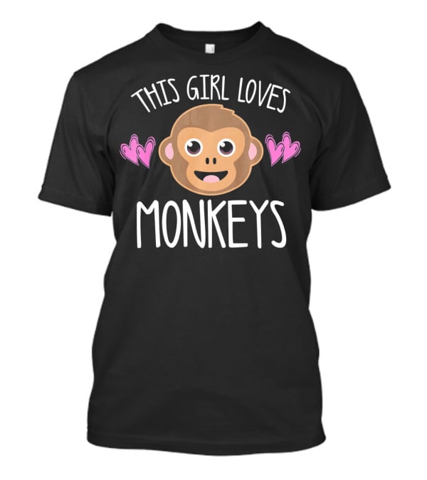 THIS GIRL LOVES MONKEYS Monkey Face With Hearts T-Shirt