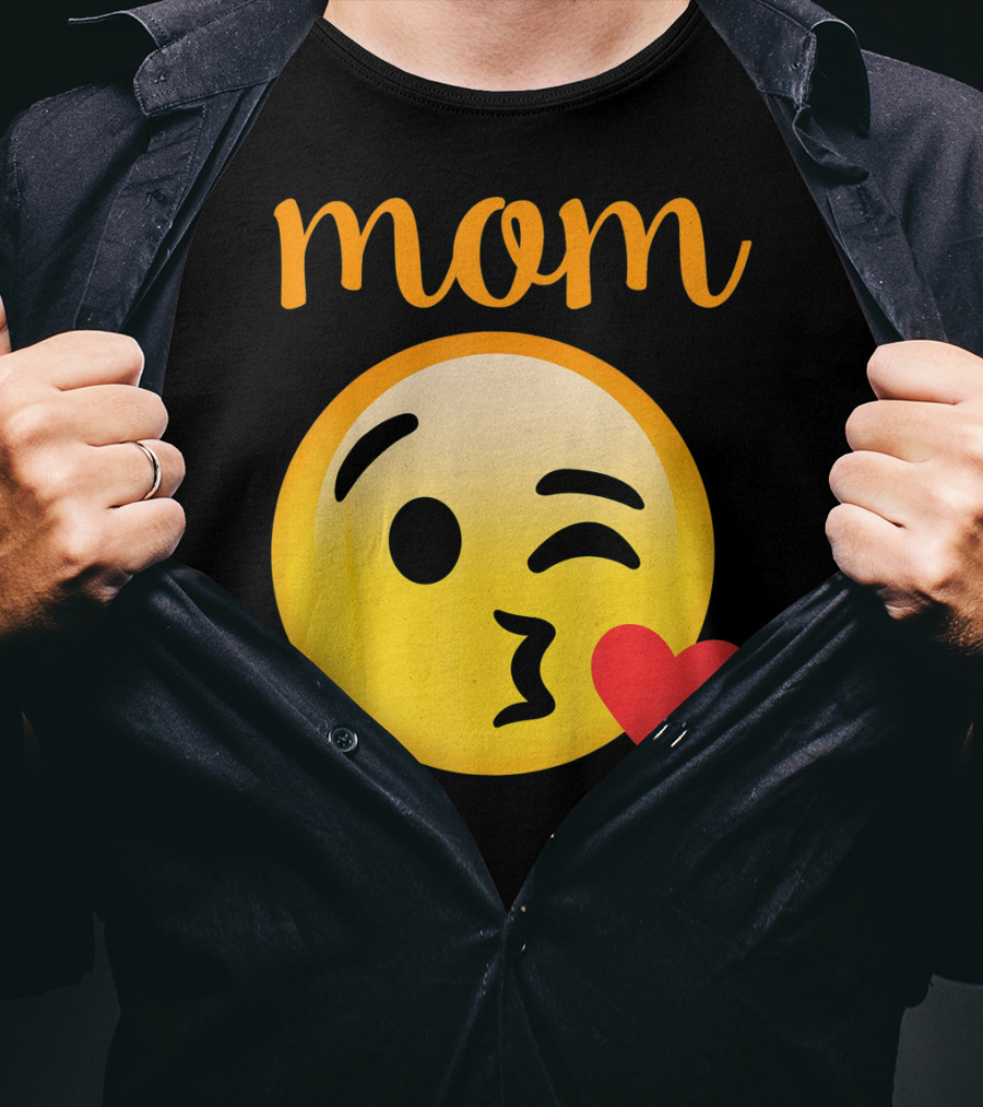 Mom Kissing Emoji Heart Kiss Emoji T-Shirt