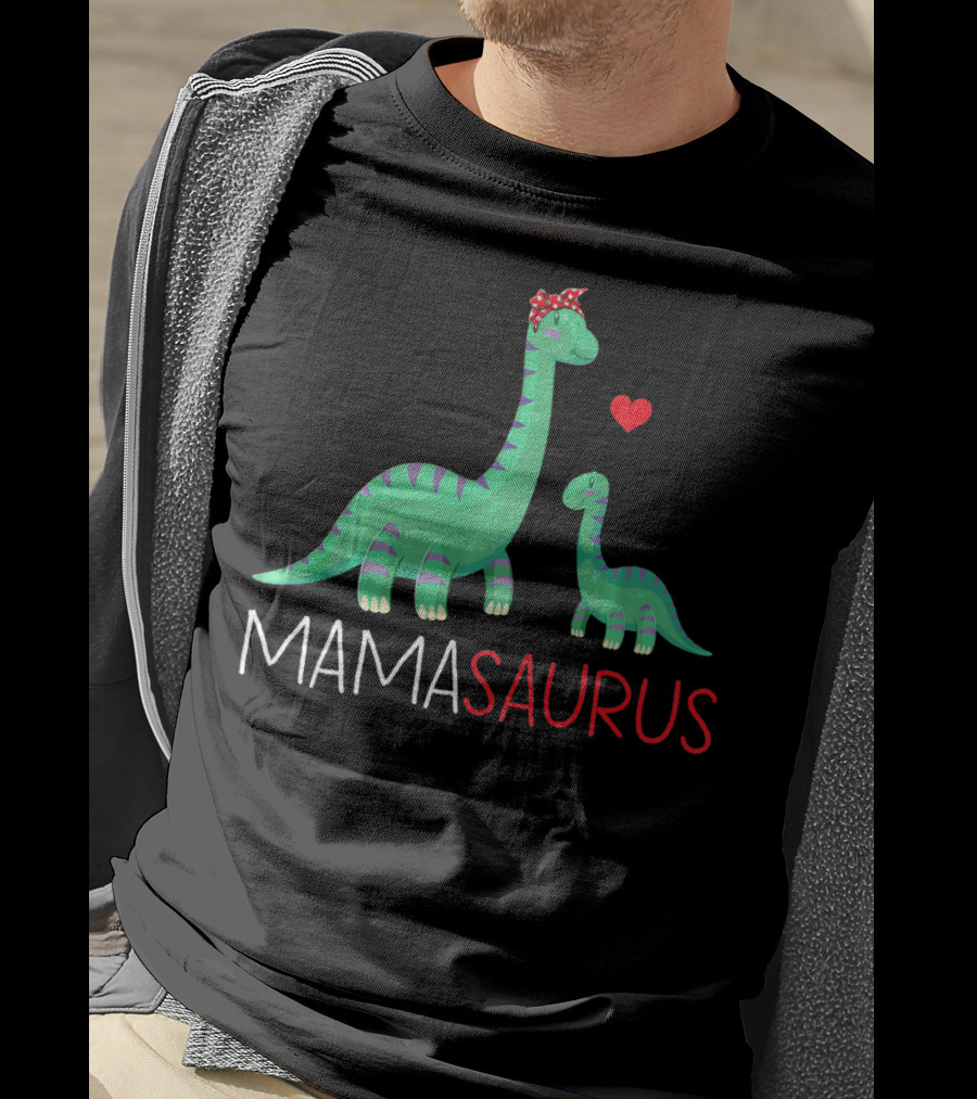 Mamasaurus Rex Mama Saurus Dinosaurs With Heart And Bow T-Shirt