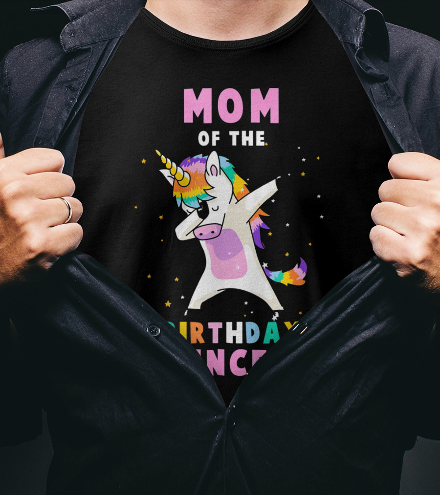 Mom Of The Birthday Princess Dab Unicorn T-Shirt