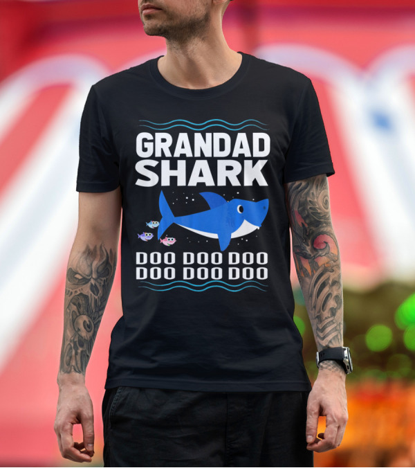 Premium T-Shirt: Grandad Shark Doo Doo Doo Doo Doo Doo Funny Baby T-Shirt Grandad Shark Doo Doo Doo Doo Doo Doo Funny Baby T-Shirt