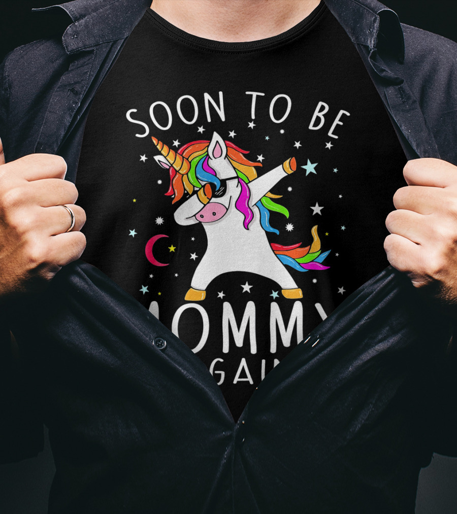 Soon To Be Mommy Again Unicorn Dab Stars T-Shirt