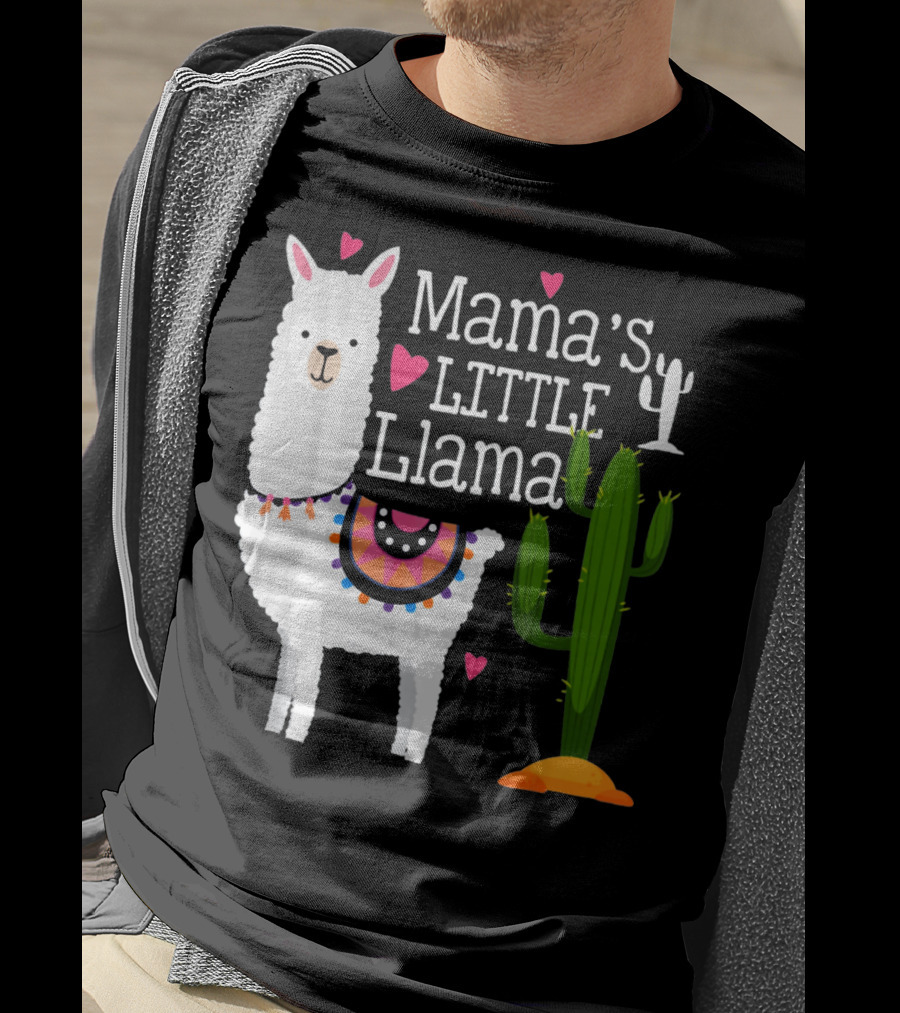 Mama's Little Llama Cute Heart Cactus T-Shirt