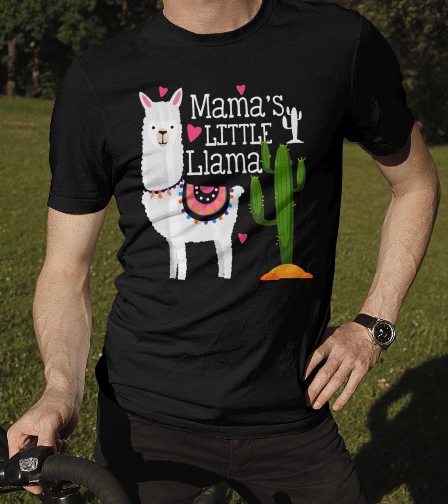 Mama's Little Llama Cute Heart Cactus T-Shirt