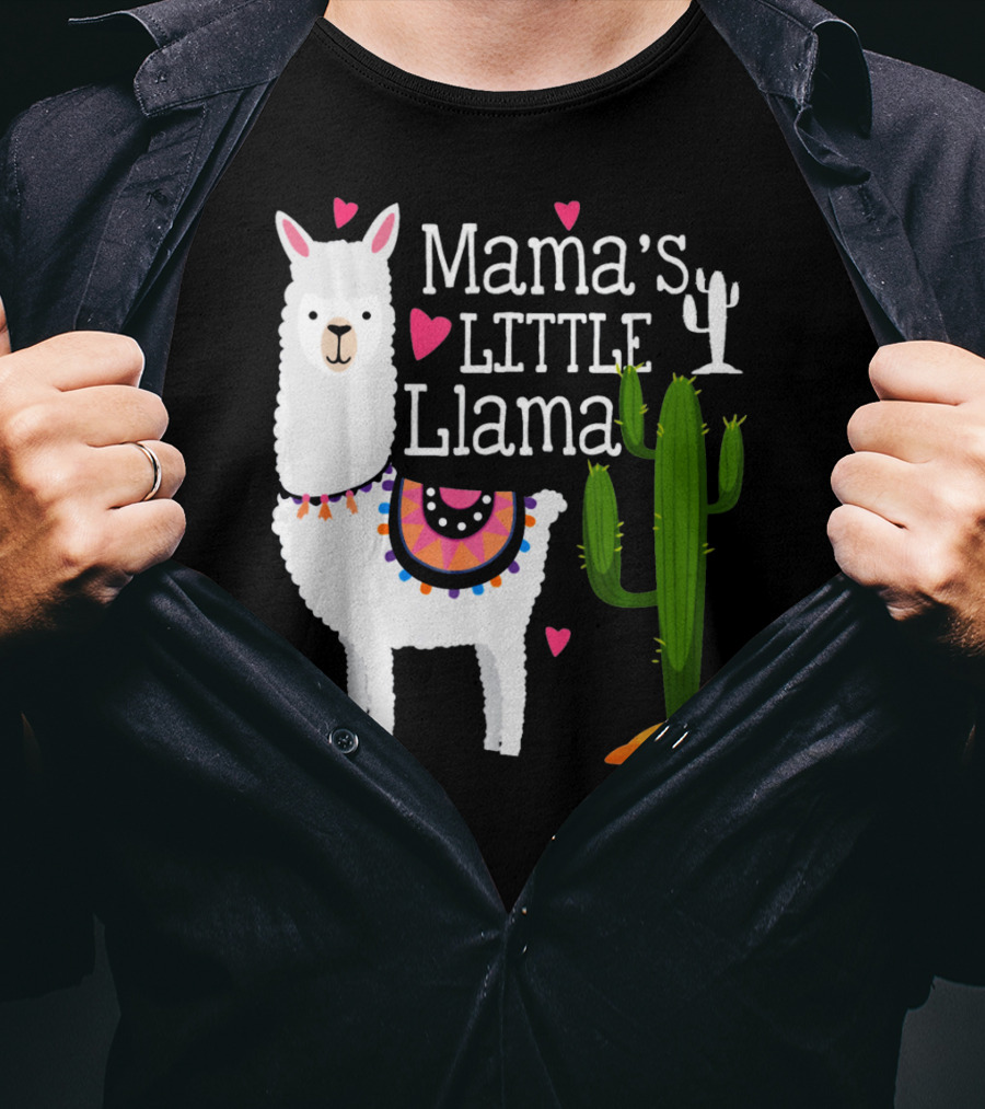 Mama's Little Llama Cute Heart Cactus T-Shirt
