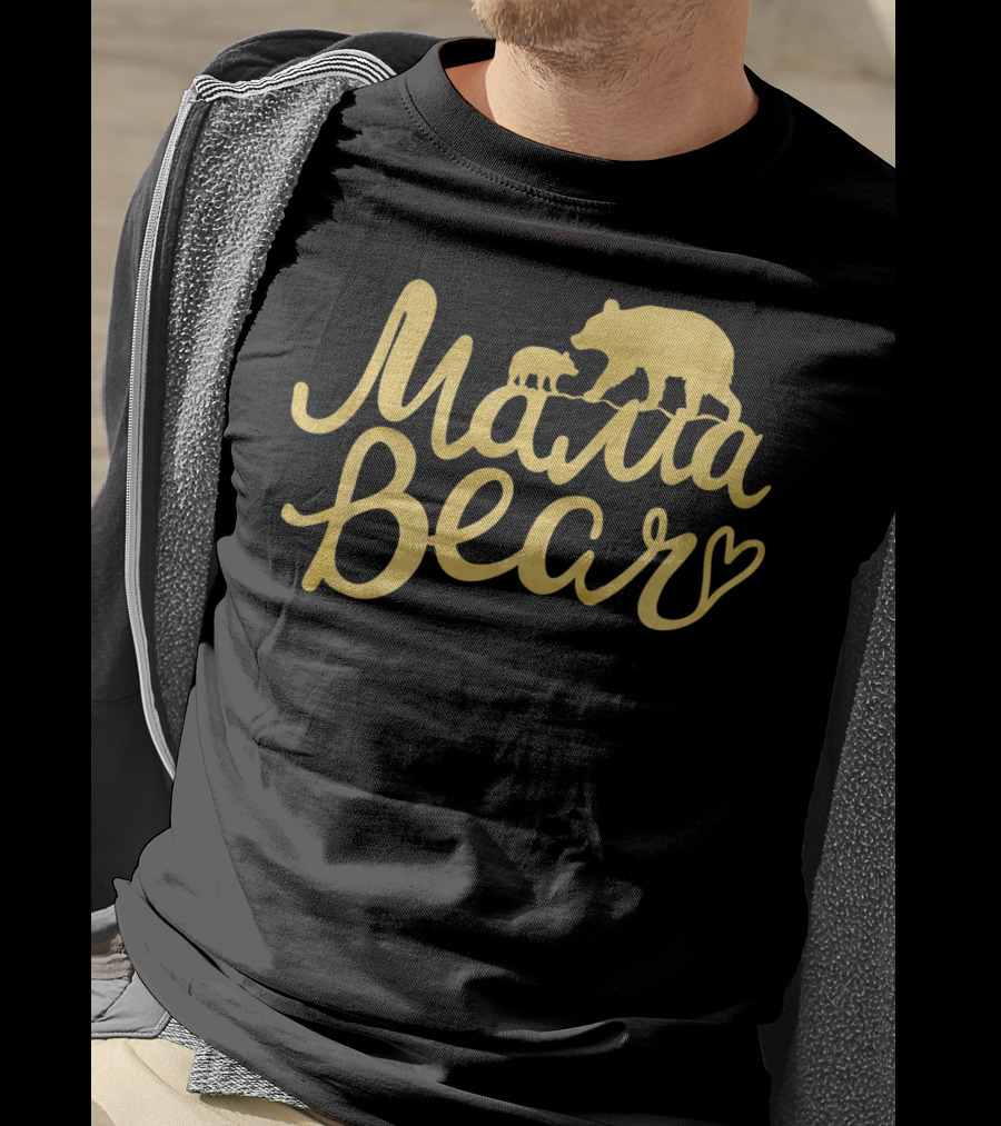 Mama Bear Vintage Mom Birthday Mother Bear And Cub Heart T-Shirt