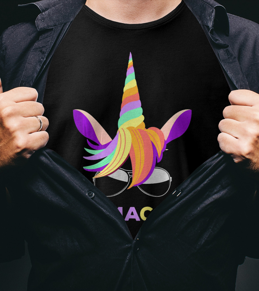 Mamacorn Unicorn Mom With Sunglasses Rainbow Horn T-Shirt
