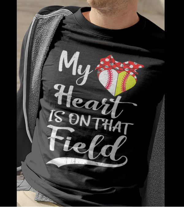My Heart Is On That Field Baseball With Bandana Heart T-Shirt