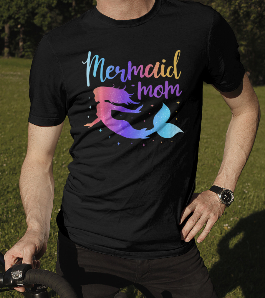 Mermaid Mom Gradient Silhouette For Bachelorette Party T-Shirt